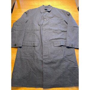 DKNY Mens Gray Wool Blend Button-Front Overcoat